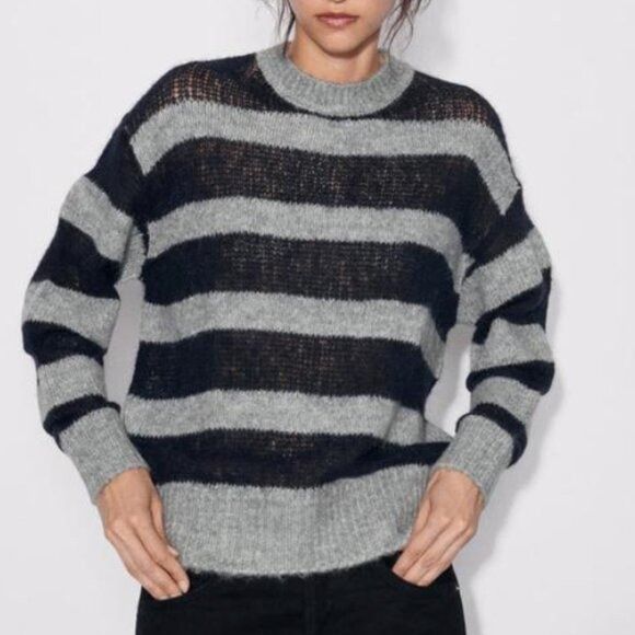 Zara NWOT ZARA WOOL BLEND FRENCH STRIPED SWEATER LIGHTWEIGHT Size S / US 4 / IT 40 - 3 Thumbnail