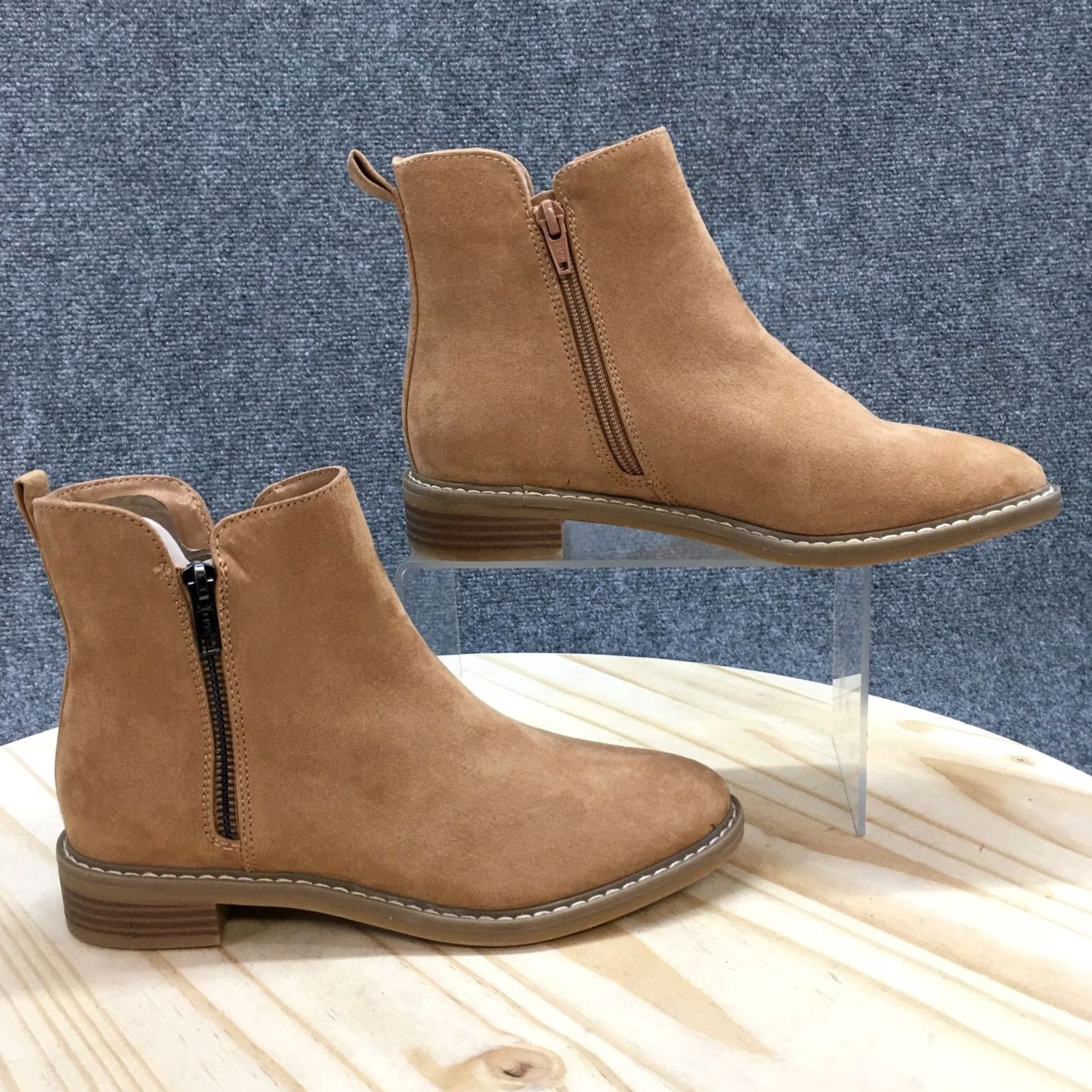 Vintage Universal Thread Boots Women Brenna Casual Side Zip Ankle Bootie Brown Fabric Size 6 Womens Size US 6 / IT 36 - 2 Thumbnail
