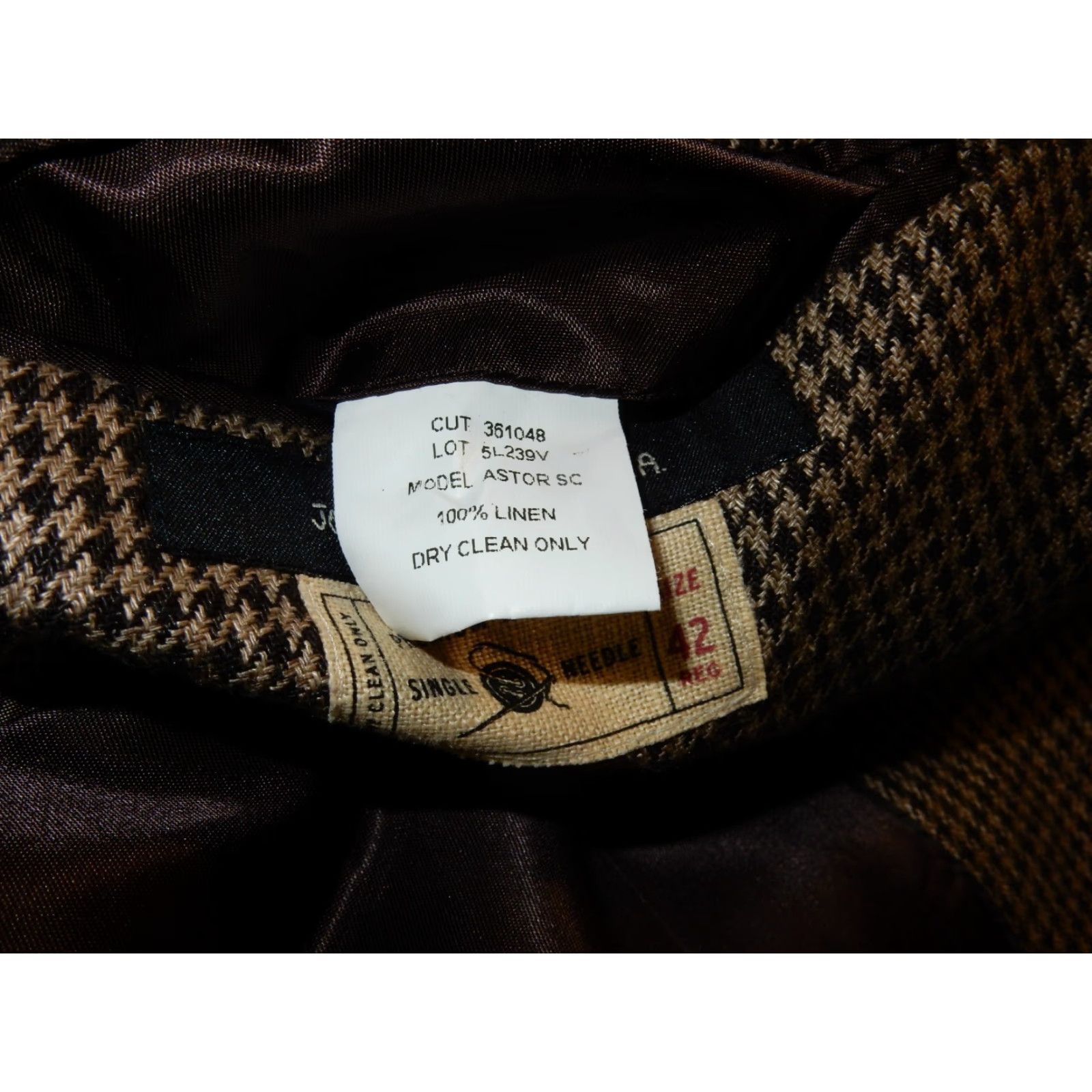 John Varvatos JOHN VARVATOS Houndstooth Blazer Jacket Men's Size 42R Brown Wool Size 42R - 7 Thumbnail