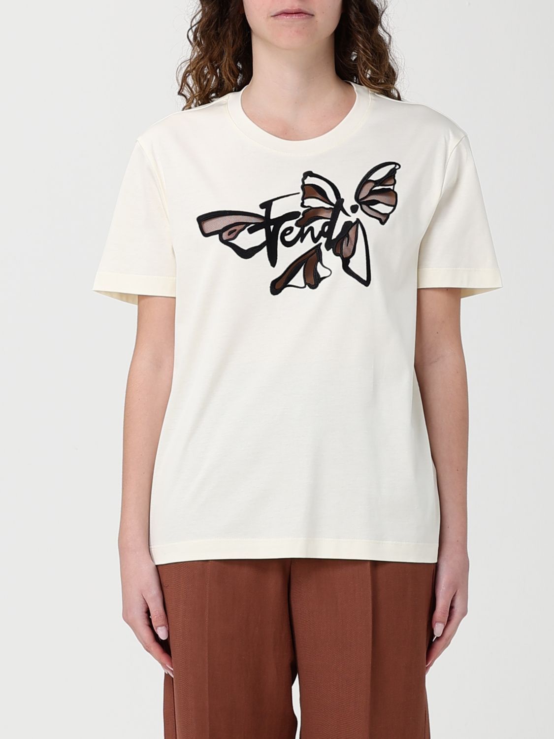 Fendi Fendi T-Shirt Woman Beige Size M / US 6-8 / IT 42-44 - 1 Thumbnail