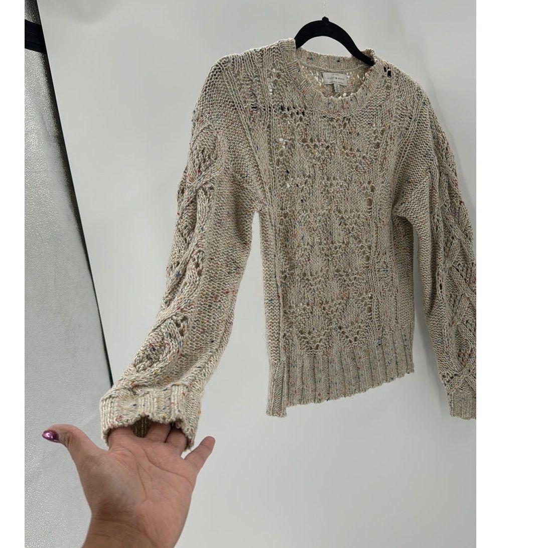 Lucky Brand Lucky Brand Beige Marled Open Knit Crew Neck Sweater wool Size S / US 4 / IT 40 - 5 Thumbnail