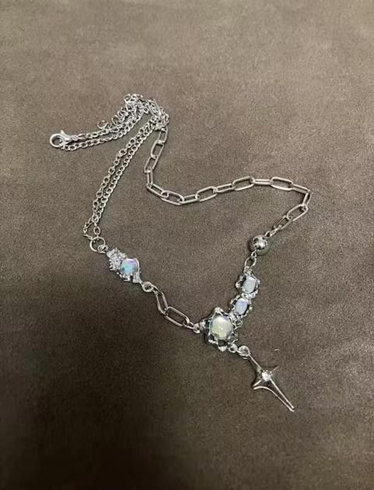 Jewelry STAR Crystal Gem Chain Link Pendant Necklace Size ONE SIZE - 2 Thumbnail