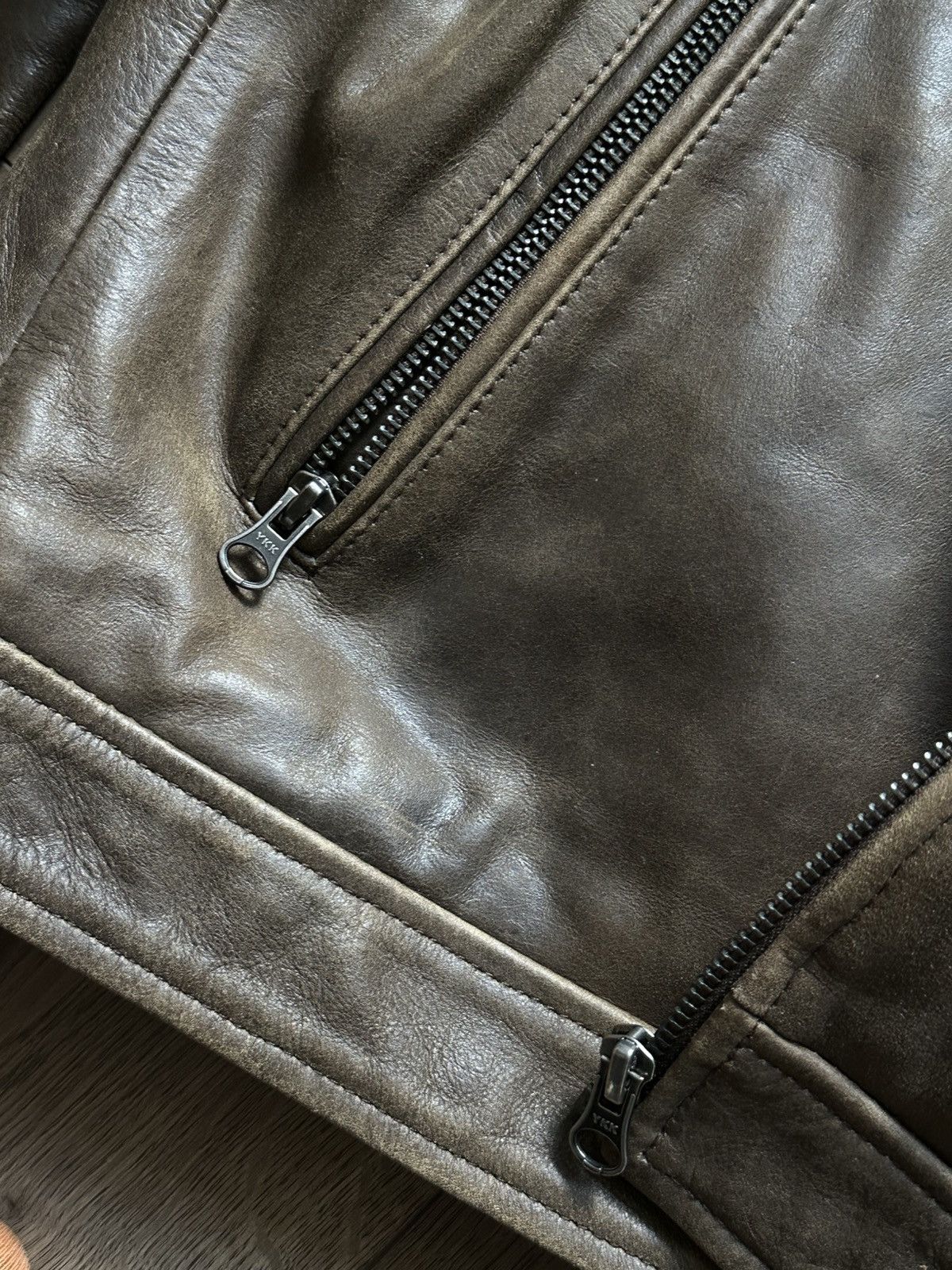 Leather Harley type grain leather jacket brown Size US L / EU 52-54 / 3 - 5 Thumbnail