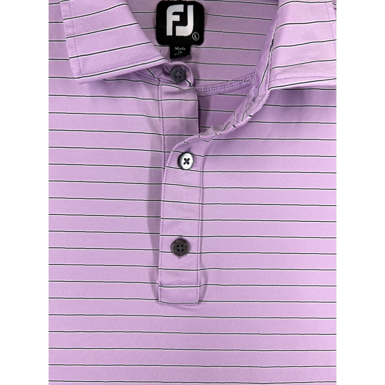 Footjoy FootJoy Polo Shirt Mens Large Purple Black Stripe Golf Lightweight Poly Shirt Size US L / EU 52-54 / 3 - 3 Thumbnail