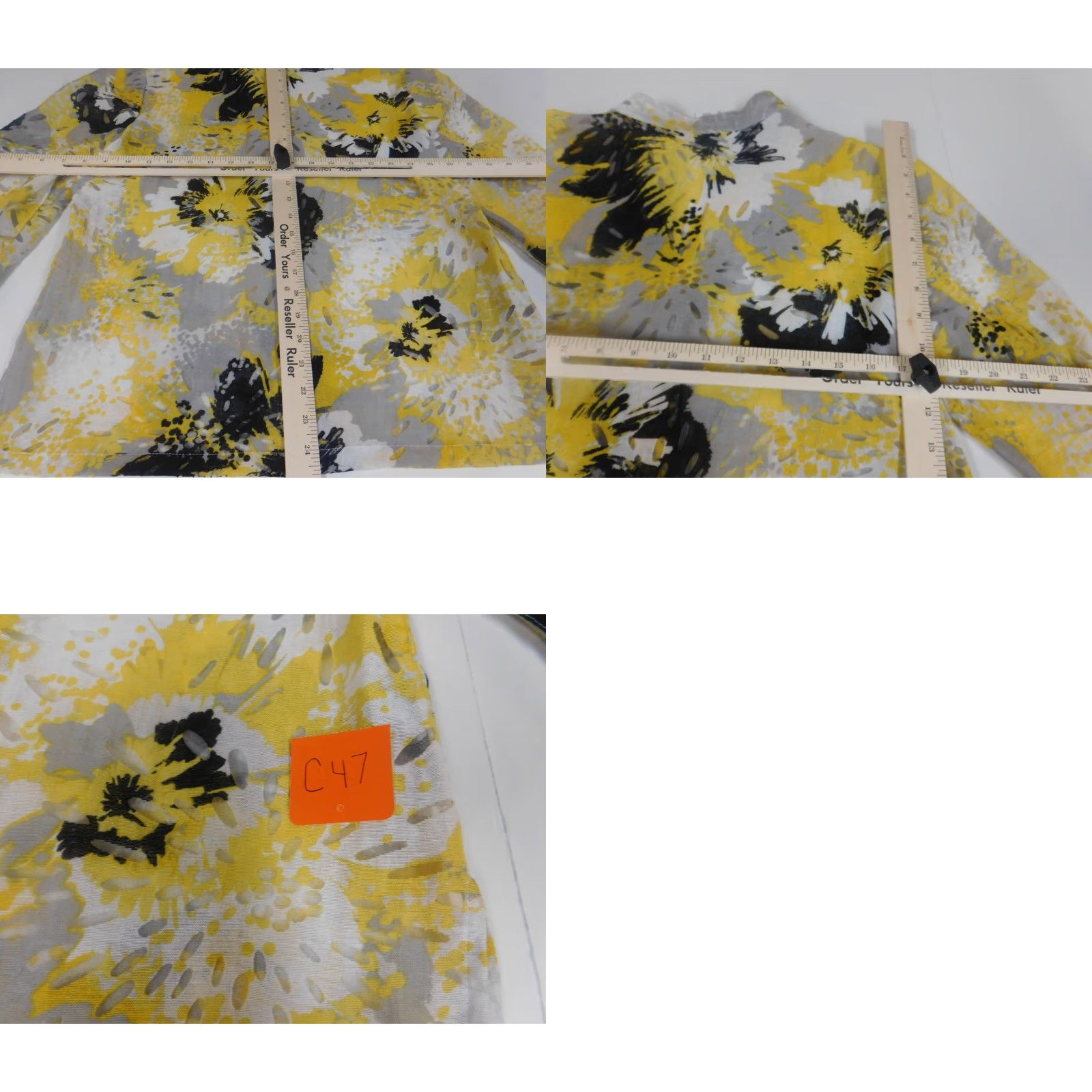 Vintage Ruby Rd Blouse Womens 10 Yellow Button Down Casual Crew Neck Long Sleeve Cotton Polyester Rayon Breathable Regular Classic Vintage: No (Women) Size L / US 10 / IT 46 - 8 Thumbnail