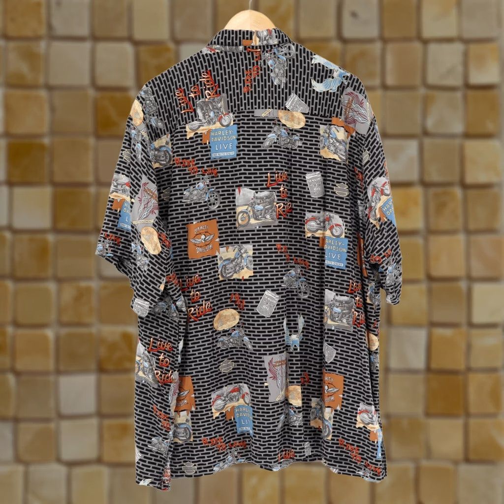 Harley Davidson Harley-Davidson Shirt Hawaiian Button-Up Big & Tall 3X Mens Multicolor Casual Summer 90s? Size US XXL / EU 58 / 5 - 1 Thumbnail