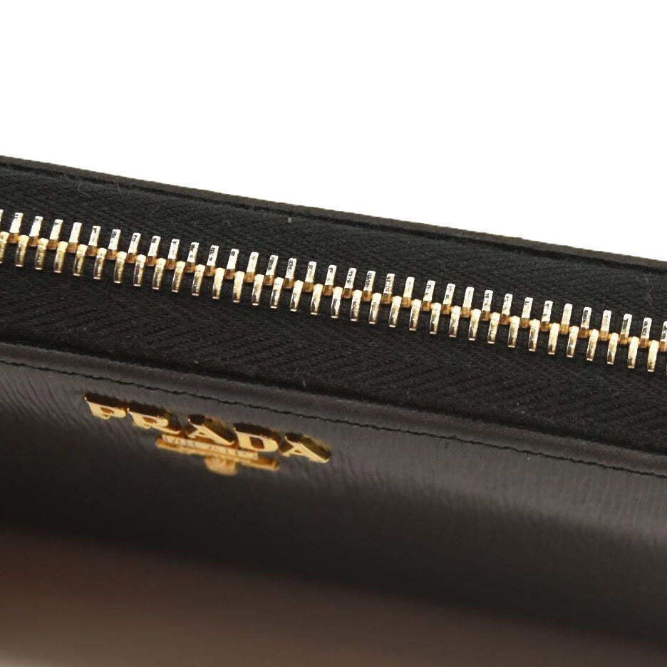 Prada Prada Saffiano Metal Zip Around Wallet Black Size ONE SIZE - 9 Thumbnail