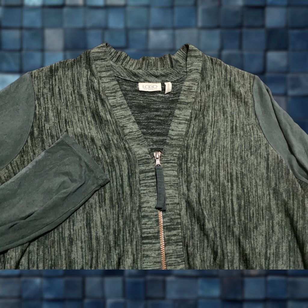 Vintage LOGO by Lori Goldstein Womens Medium Shirt Brown Striped Full Zip Velvet Sleeves Size M / US 6-8 / IT 42-44 - 1 Thumbnail