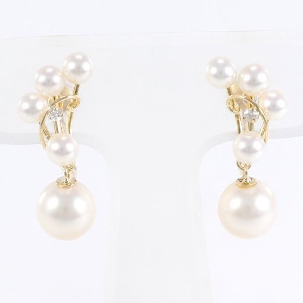 Other Other K18 Yellow Gold Pearl Earrings Metal Earrings in Great Condition Size ONE SIZE - 1 Thumbnail