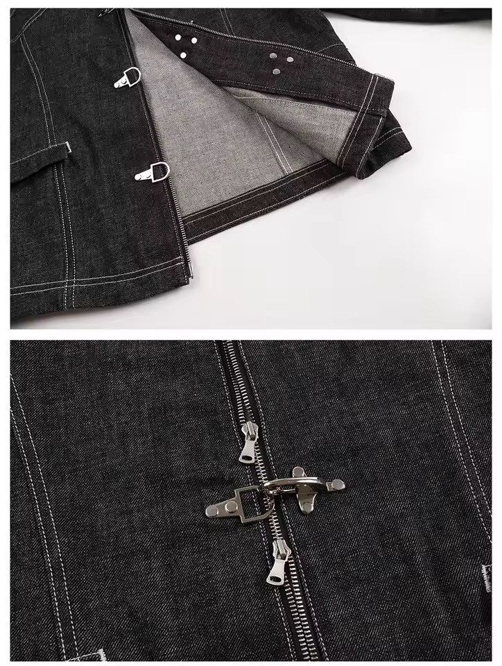 Japanese Brand Fireman Clasp Contrast-Stitch Denim Jacket - Black Size US M / EU 48-50 / 2 - 9 Thumbnail