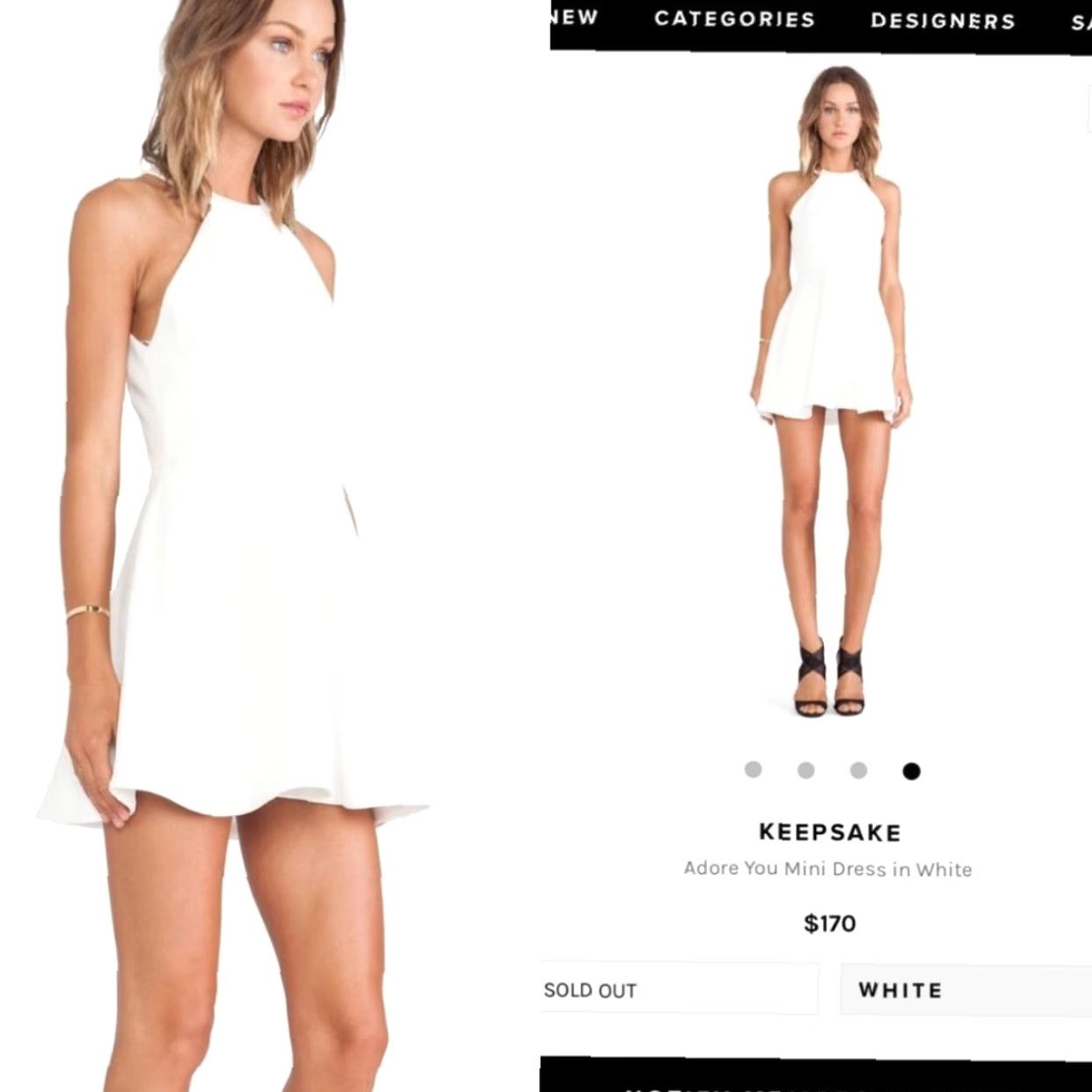 Vintage Keepsake Adore You Mini Dress Back cut-out White Fit & Flare XS Dress Women Sleeveless Party Cocktail Short Back Keyhole Zip Size XS / US 0-2 / IT 36-38 - 7 Thumbnail