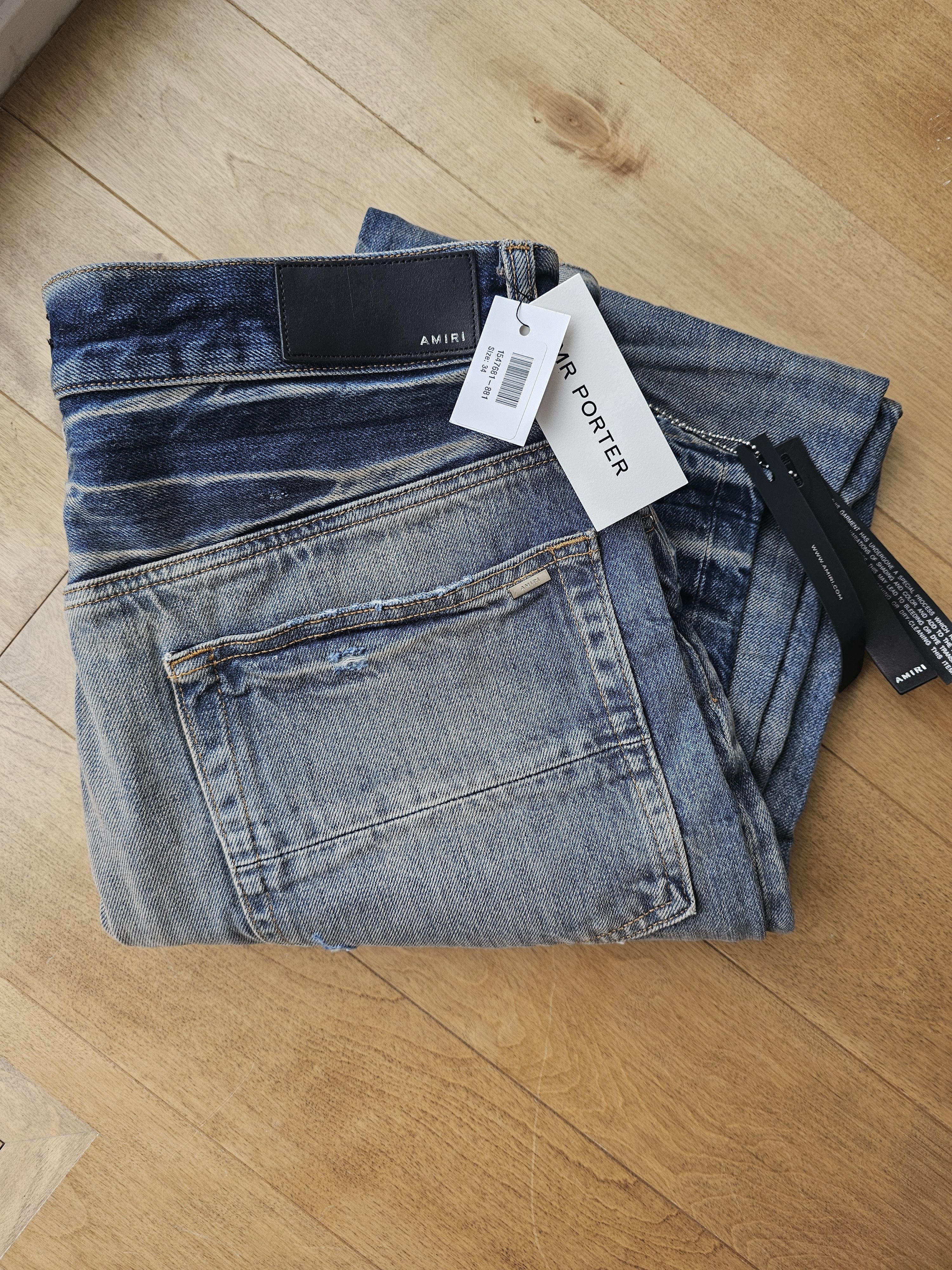 Amiri Amiri Patchwork “Champions 23” Jeans Blue Sz 34 BNWT Size US 34 / EU 50 - 8 Thumbnail