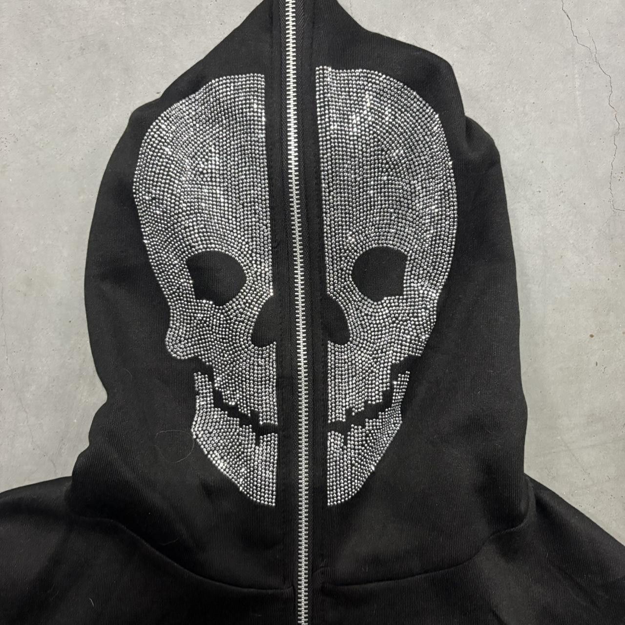 Vintage Crazy Vintage Y2K/2000s Black Goth Punk Silver Skeleton Zipup Hoodie! Size US S / EU 44-46 / 1 - 3 Thumbnail