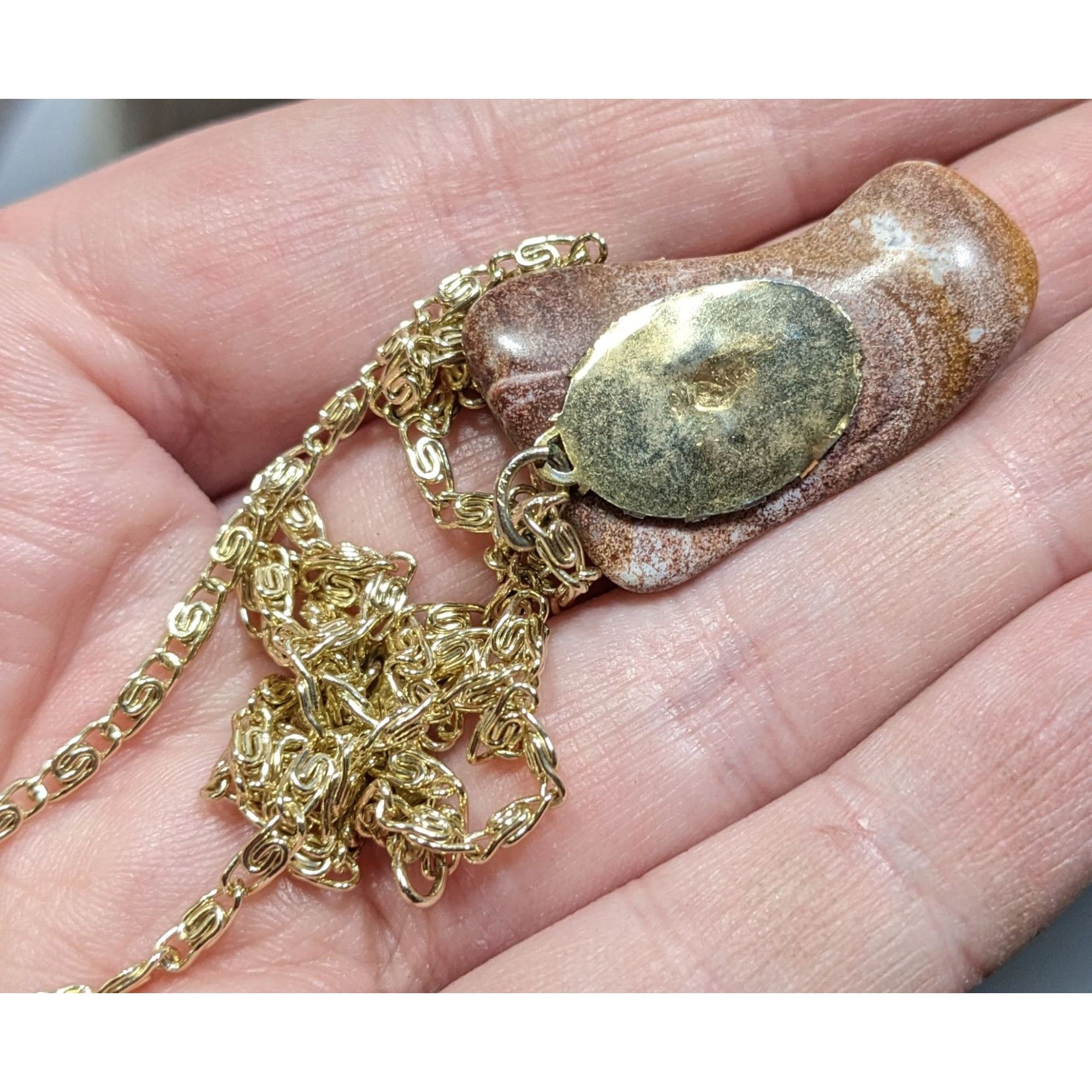 Other Vintage Tumbled Stone Pendant Necklace Marked Germany Size ONE SIZE - 4 Thumbnail