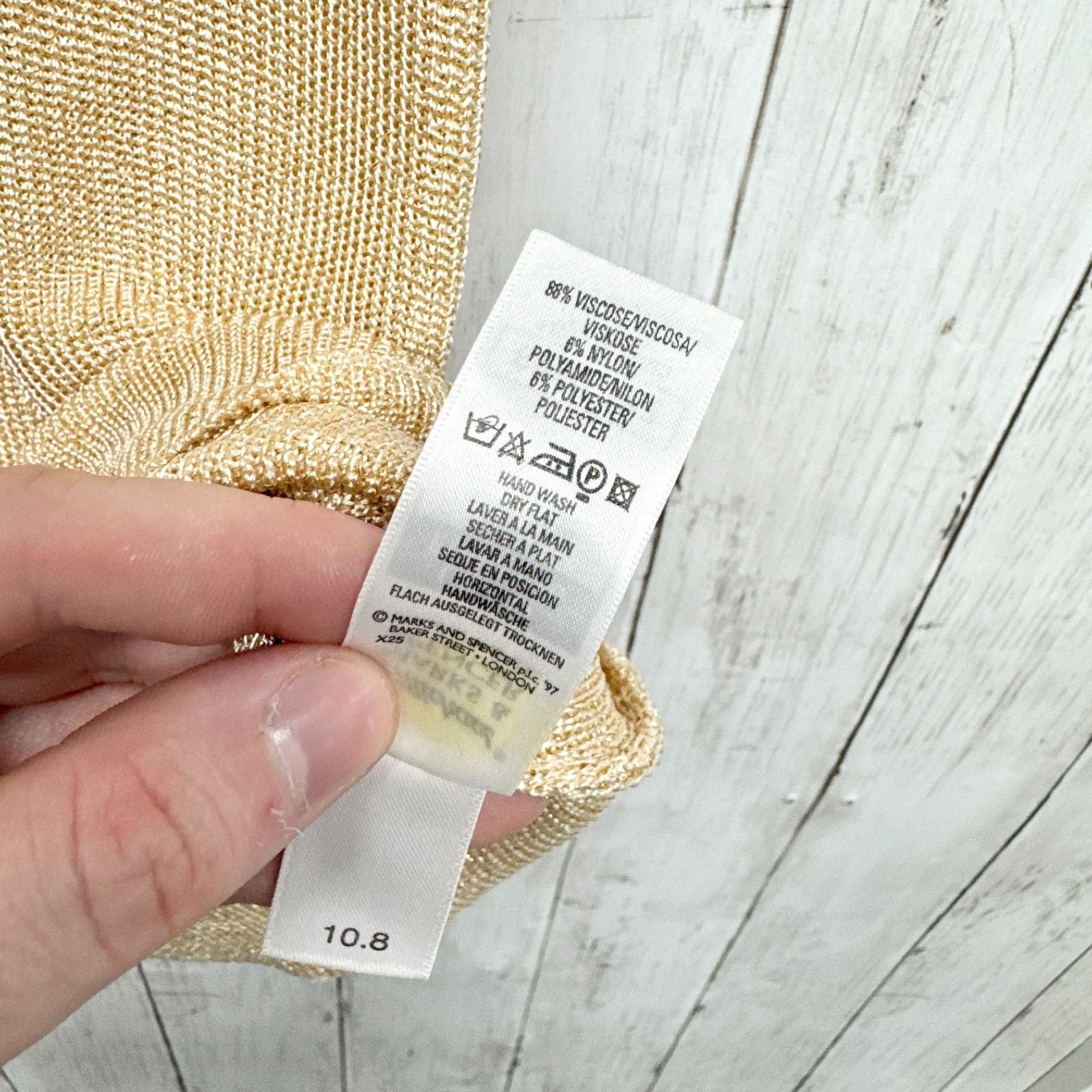 Marks & Spencer St Michael Marks & Spencer 12 Gold Knit Short Sleeve Sweater Size XL / US 12-14 / IT 48-50 - 3 Thumbnail