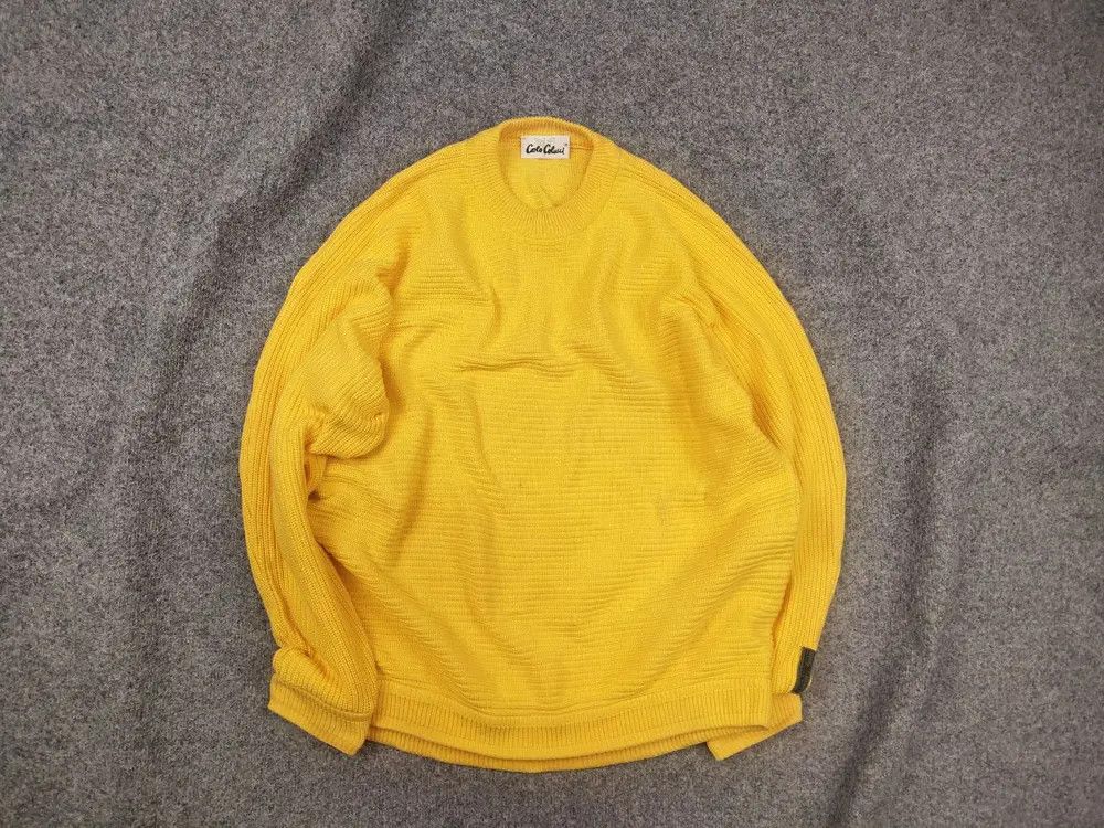Carlo Colucci Vintage 90's Carlo Colucci Logo Wool Yellow Knit Sweater Size US M / EU 48-50 / 2 - 1 Thumbnail