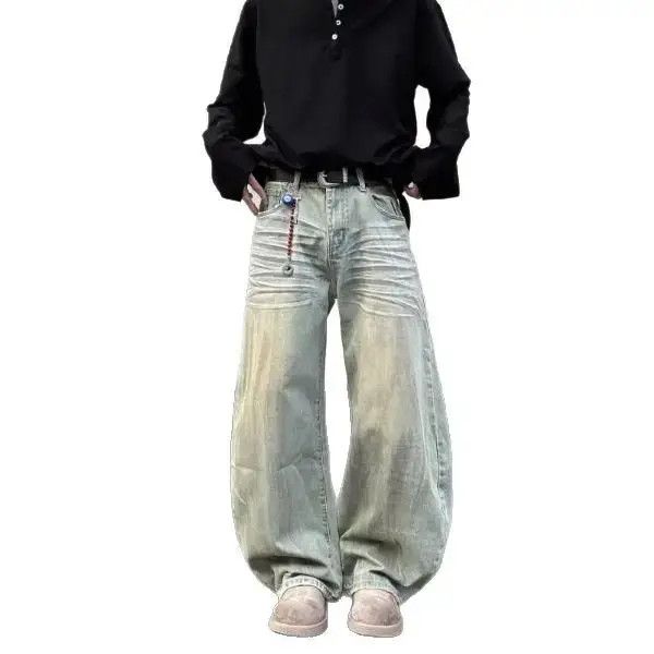 Japanese Brand Retro loose dirty dyed cat whisker jeans Size US 32 / EU 48 - 5 Thumbnail