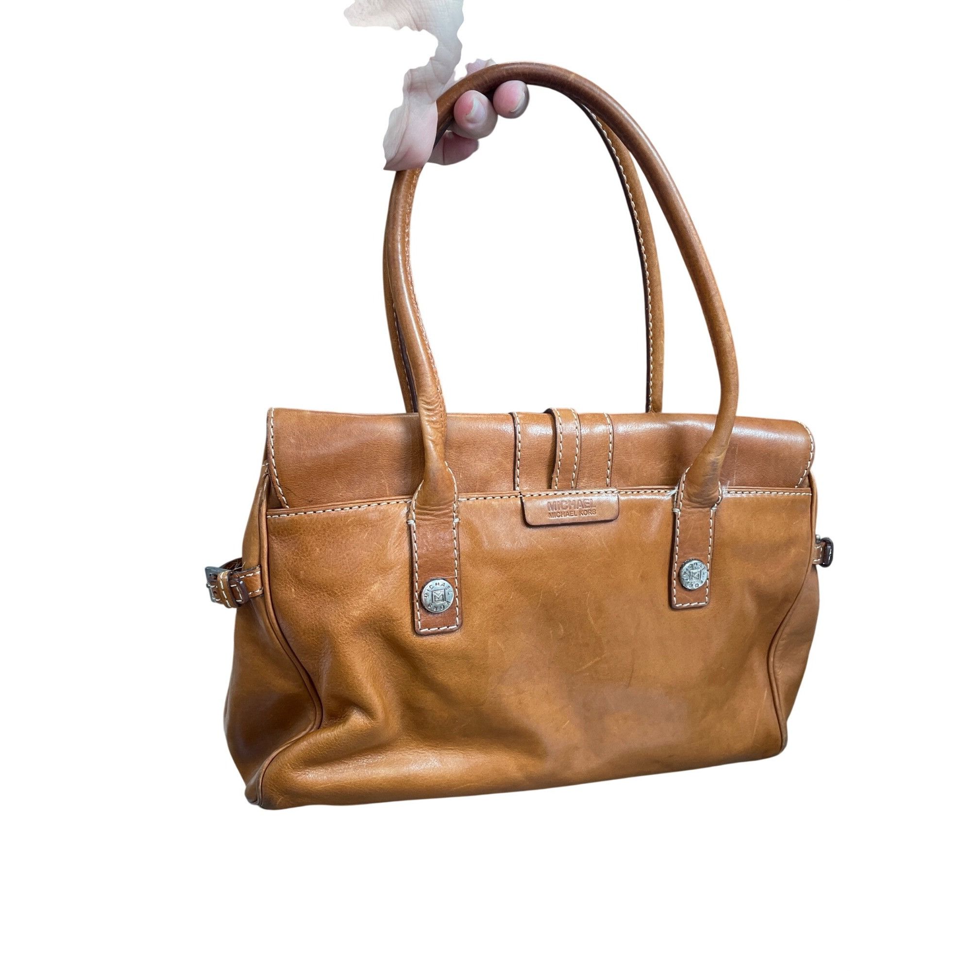 Michael Kors Michael Kors Authentic Brown Leather Satchel Handbag SKU 971 Size ONE SIZE - 5 Thumbnail