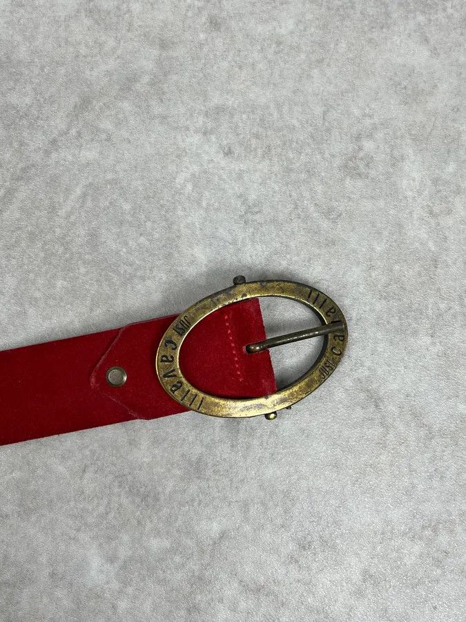 Just Cavalli 2000s Cavalli Red Suede Leather Premium Belt Size ONE SIZE - 6 Thumbnail