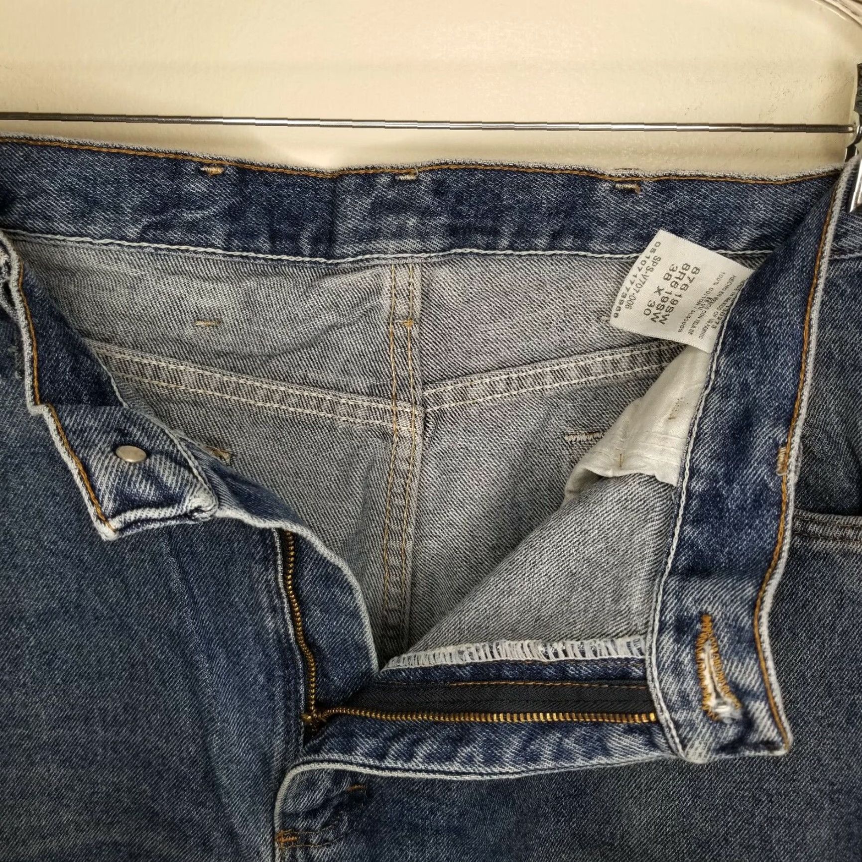 Vintage RUSTLER Jeans Straight Light Blue 38x30 Men Regular Inseam 30 Size 38 Blue - Mens Straight Jeans Size US 38 / EU 54 - 3 Thumbnail