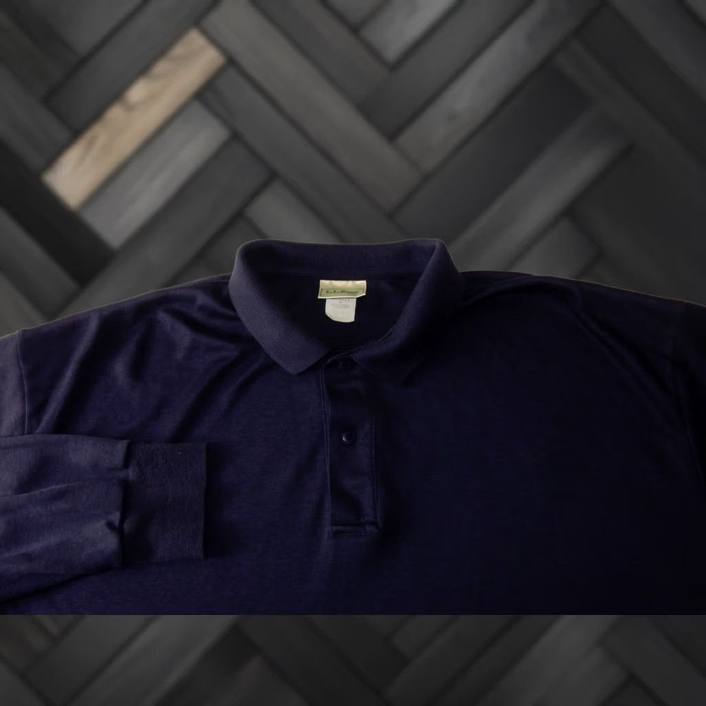 Vintage VTG L.L. Bean Polo Shirt Long Sleeve Mens LT Blue Cotton Blend USA Made Holes on Back Size US L / EU 52-54 / 3 - 1 Thumbnail