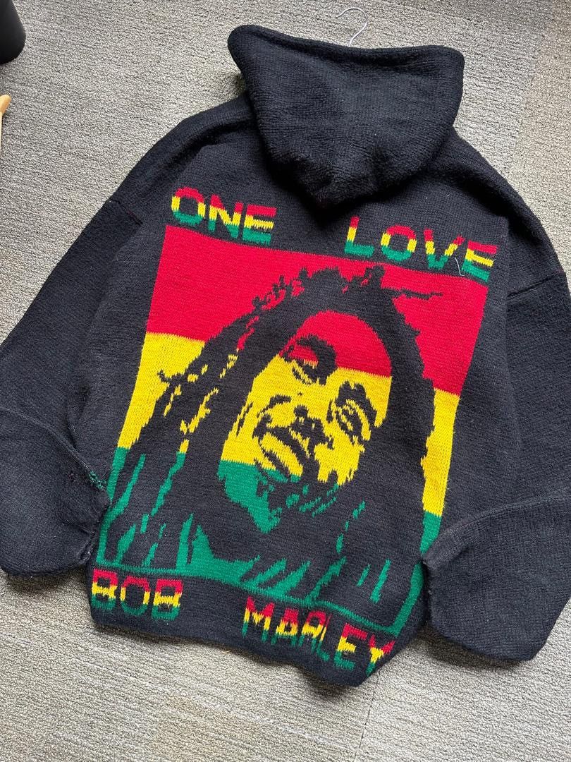 Bob Marley × Vintage VINTAGE 90’s KNIT WOOL BOB MARLEY RASTA ZIPPER HOODIE Size US XL / EU 56 / 4 - 4 Thumbnail