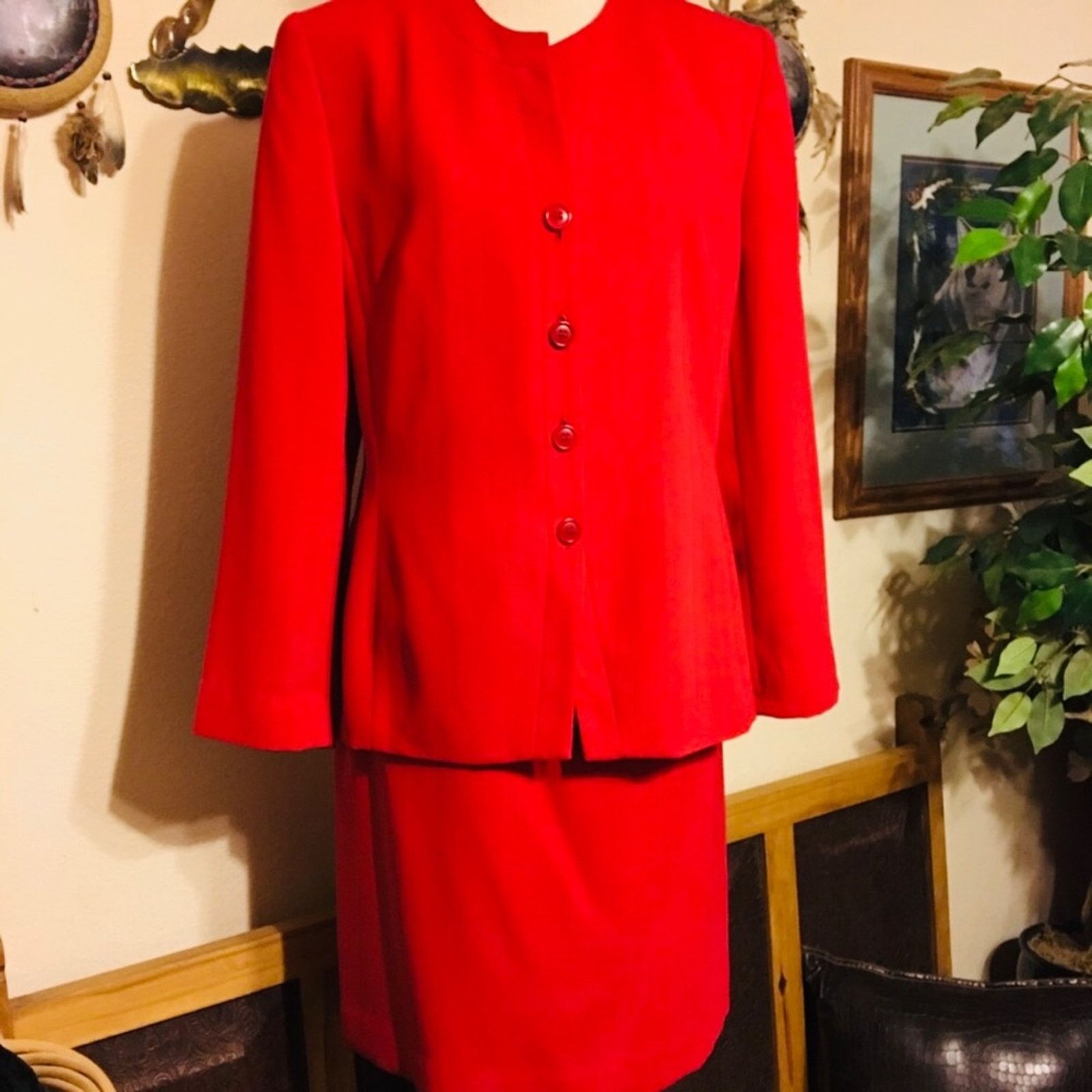 Other Laura Scott red jacket and skirt set 10 Size L / US 10 / IT 46 - 1 Thumbnail