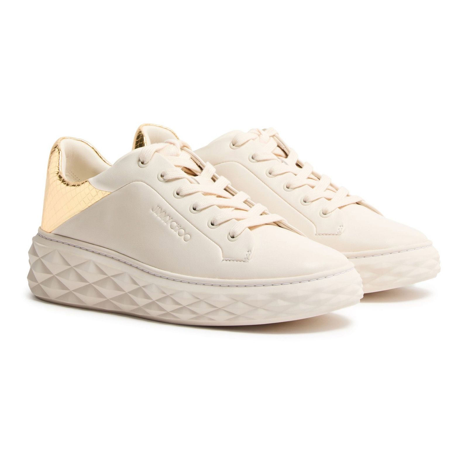 JIMMY CHOO Diamond Maxi LATTE/GOLD Platform Sneakers New (Wo