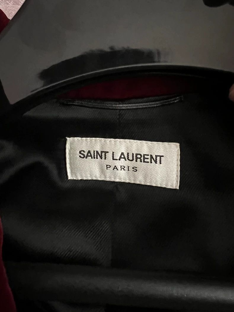 red velvet Saint Laurent jacket with studs