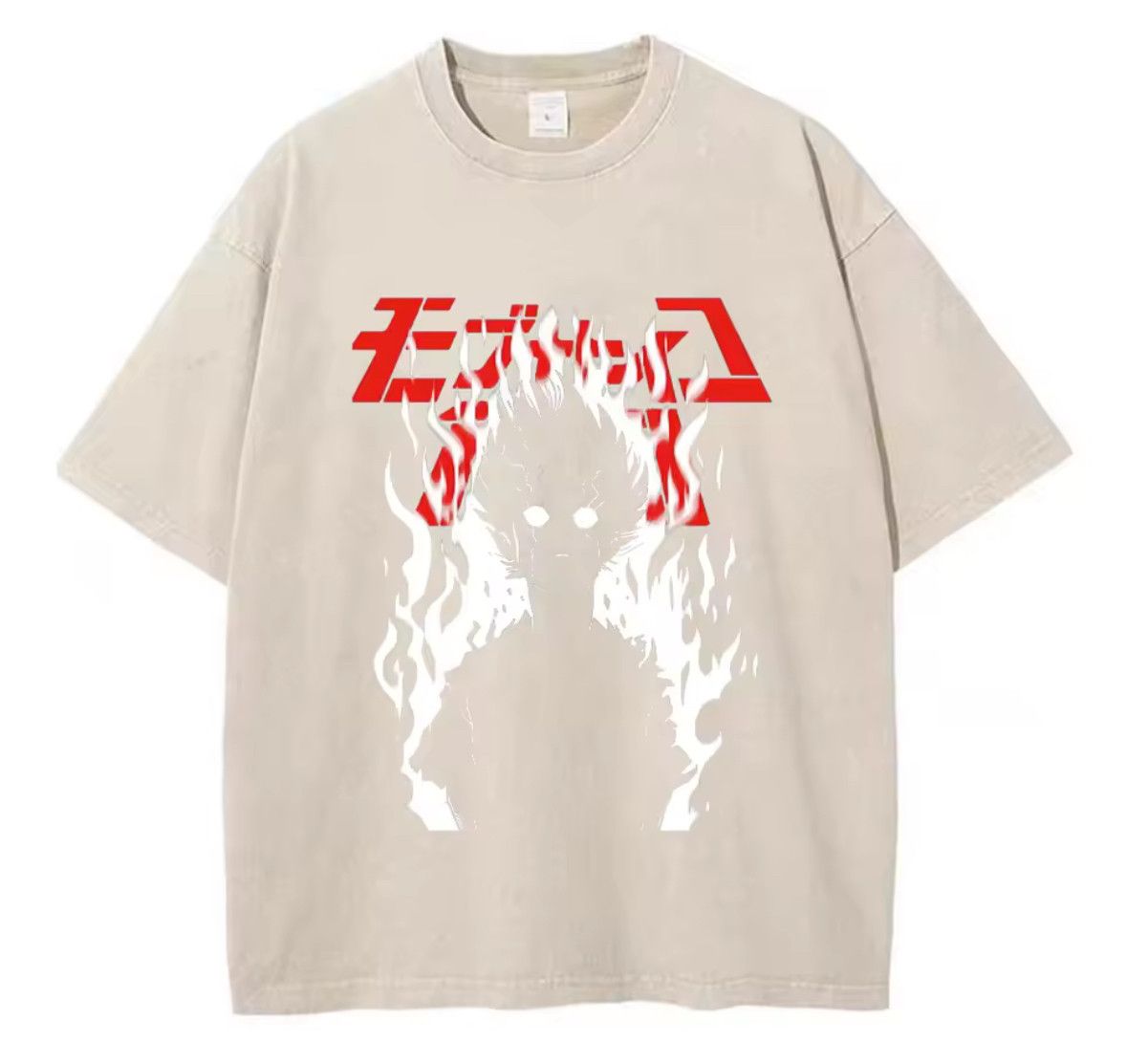 Japanese Brand Y2K Streetwear Anime Beige Fire Boy Print Distressed T-Shirt Size US XXL / EU 58 / 5 - 2 Thumbnail