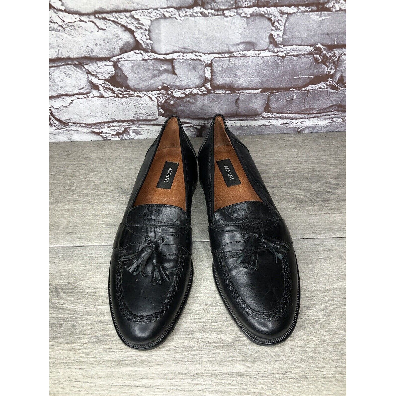 Alfani Alfani Black Leather Braided Tassel Loafers Italy Dress Shoe Size US 8 / EU 41 - 10 Thumbnail