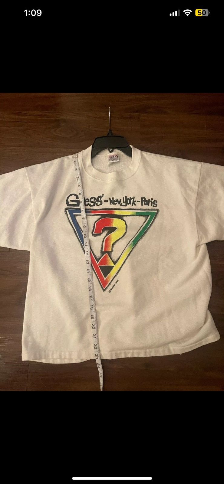 Guess × Vintage 1989 GUESS ? Sweatshirt vtg White Mock neck New York Paris Size ONE SIZE - 7 Thumbnail