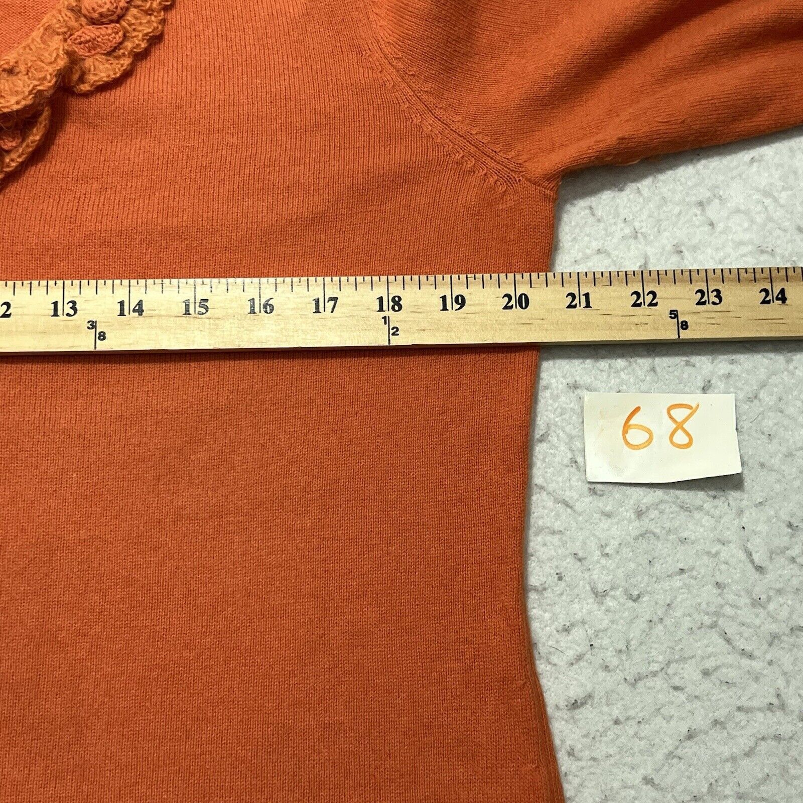 J. Jill J. Jill Angora Rabbit Hair Blend V-Neck Lace Orange Sweater Size M / US 6-8 / IT 42-44 - 9 Thumbnail