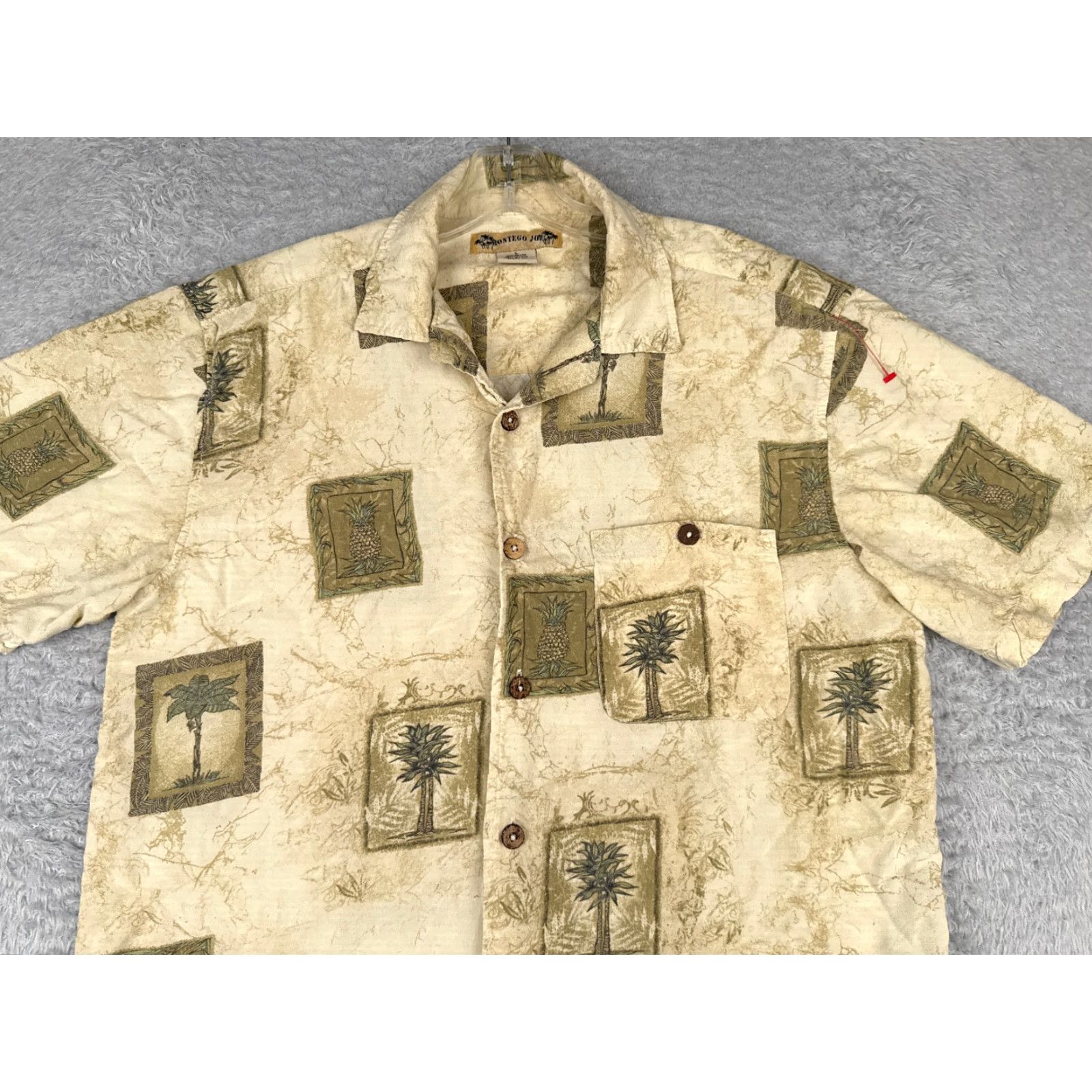 Vintage Montego Joe Hawaiian Shirt Adult Large Beige Floral Button-Up Resort Aloha Mens Size US L / EU 52-54 / 3 - 4 Thumbnail