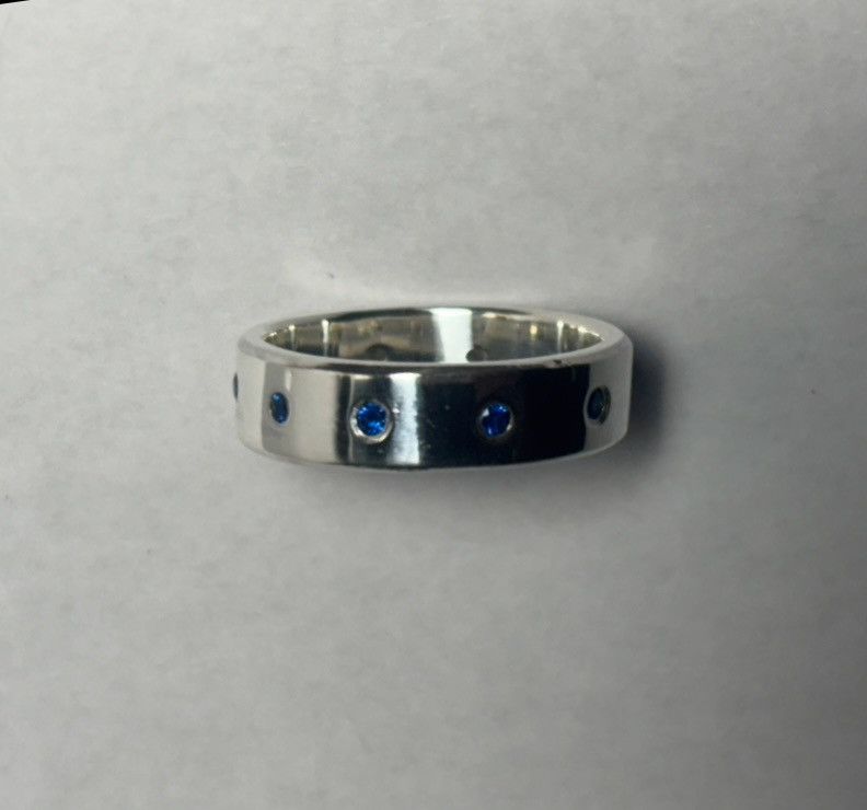 Handmade Size 10 Blue spinels flush set 925 ring Size ONE SIZE - 2 Thumbnail