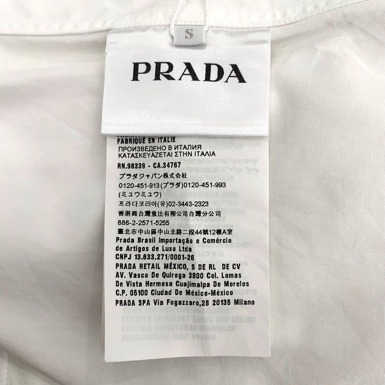 Prada PradaWhite flower diamond-inlaid cotton lapel long-sleeved Size US S / EU 44-46 / 1 - 6 Thumbnail