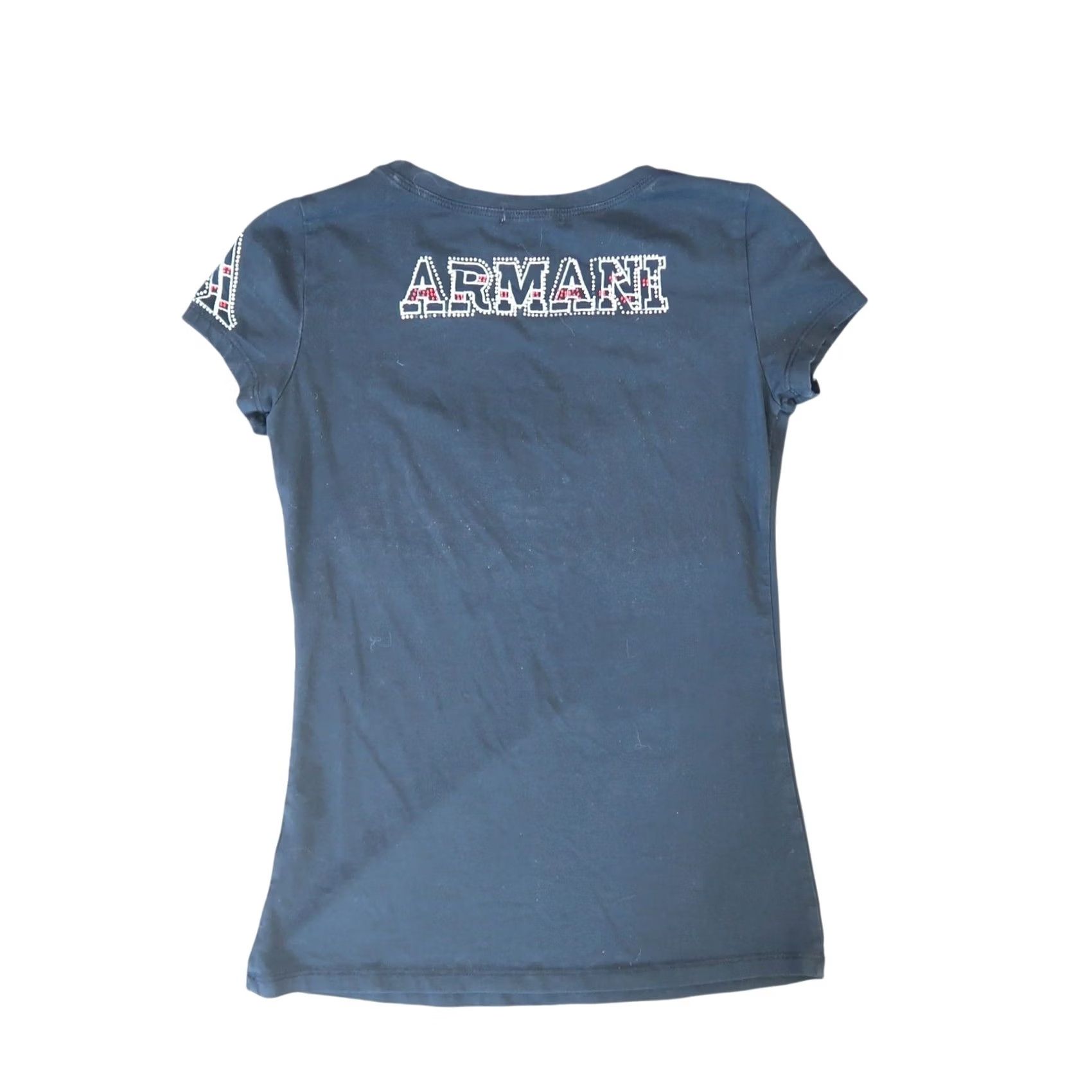 Emporio Armani VINTAGE Emporio Armani Rhinestone Logo T-Shirt Black M Women Short Sleeve Crew Neck Camisole Graphic Size M / US 6-8 / IT 42-44 - 7 Thumbnail