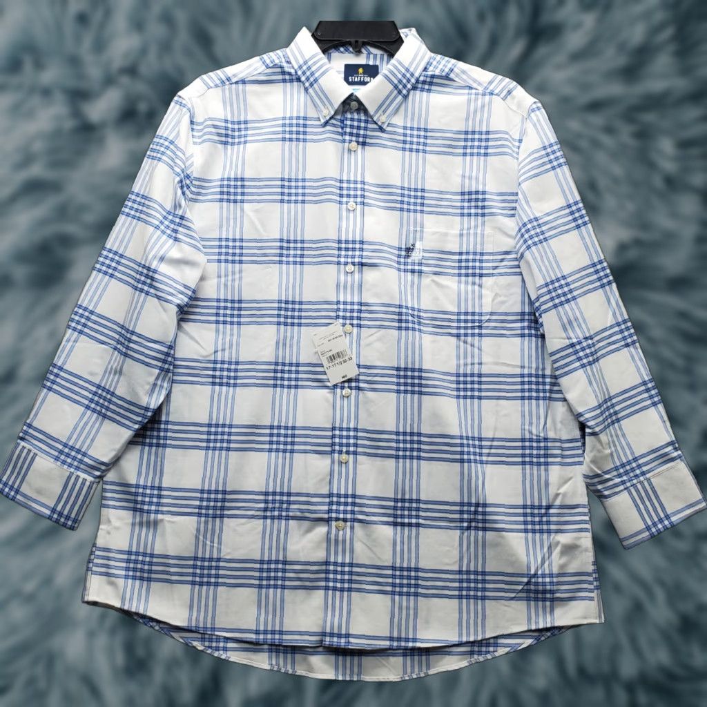 Stafford Stafford Mens Dress Shirt XL Multi Plaid Regular Collar Button Down Size 46R - 1 Thumbnail