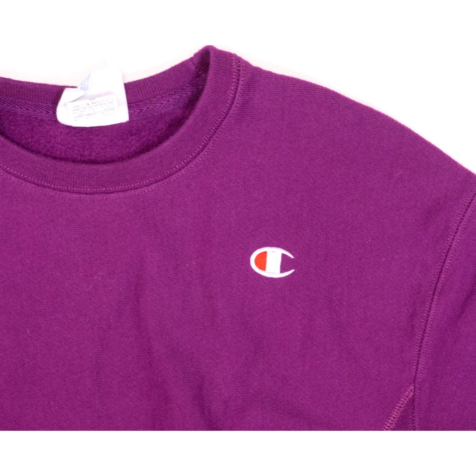 Champion VINTAGE Champion Womens Cropped Reverse Weave Purple Crew Neck Sweatshirt Crop Top Size S / US 4 / IT 40 - 2 Thumbnail