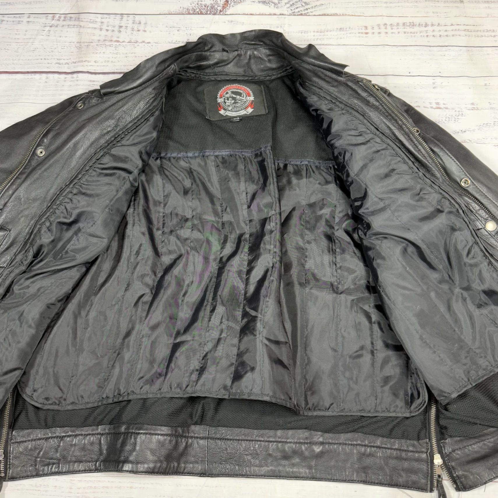 Vintage Moses Leather Company Black Motorcycle Jacket Zipped Sleeve Missing Hood Sz 2XL Size US XXL / EU 58 / 5 - 6 Thumbnail