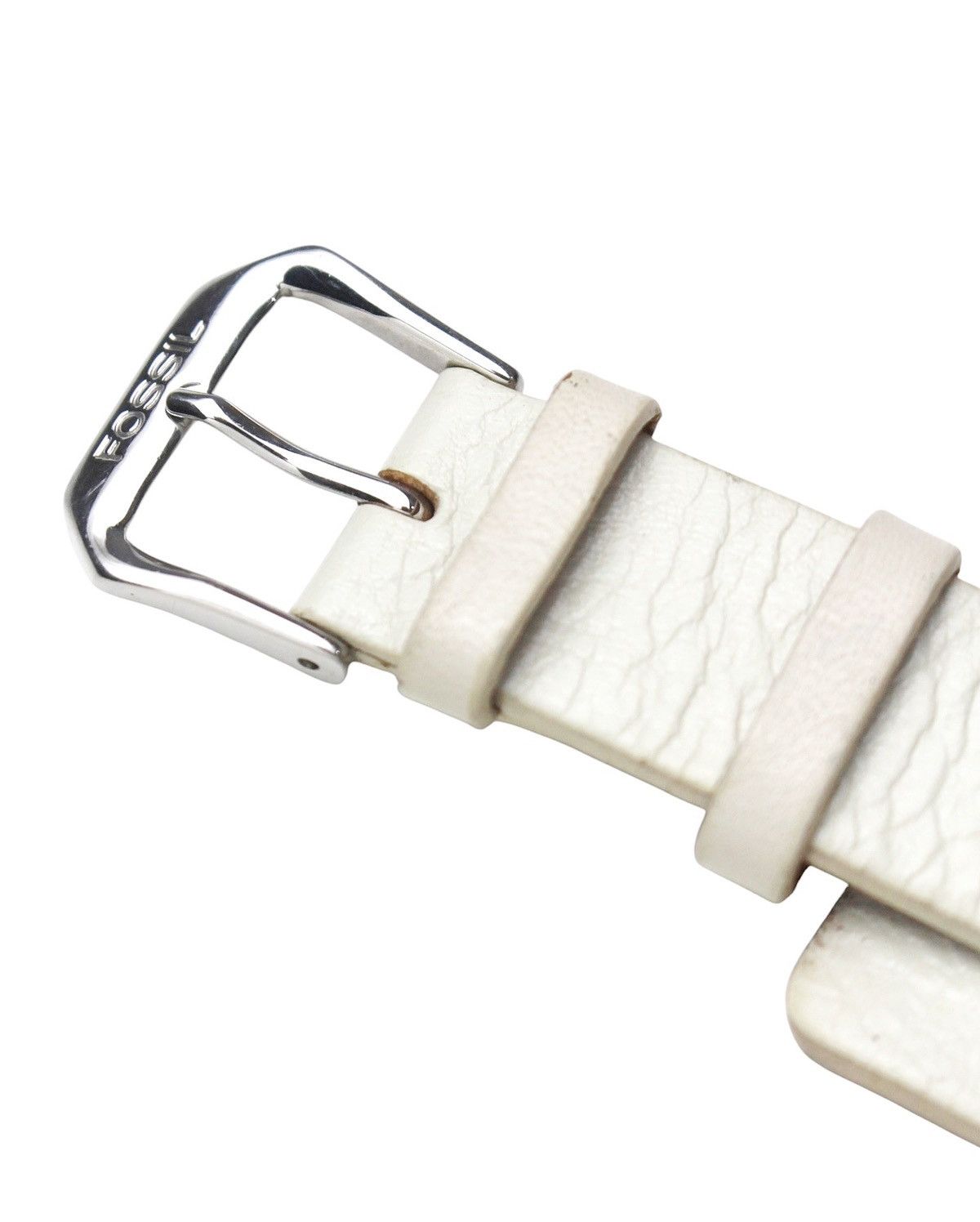 Vintage 2000S FOSSIL OFF-WHITE WIDE LEATHER BAND WATCH Size ONE SIZE - 5 Thumbnail