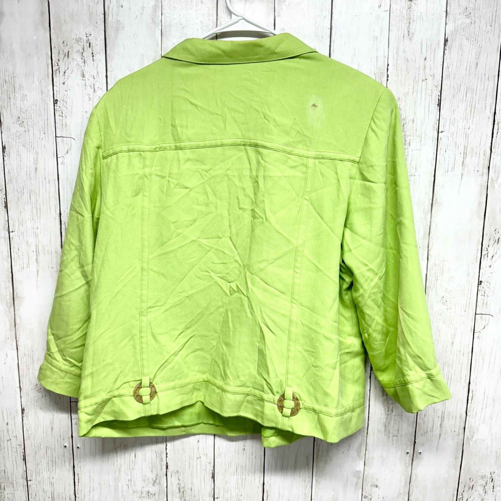 Chicos Chico's Jacket XL Button Bright Green Metallic Windbreaker Size XL / US 12-14 / IT 48-50 - 6 Thumbnail