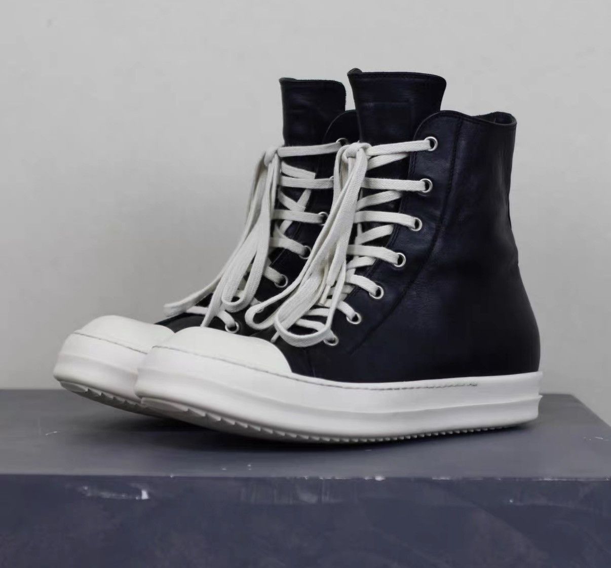 Rick Owens Rick Owens Leather Bubble Converse-Inspired Sneakers Size US 7 / EU 40 - 1 Thumbnail