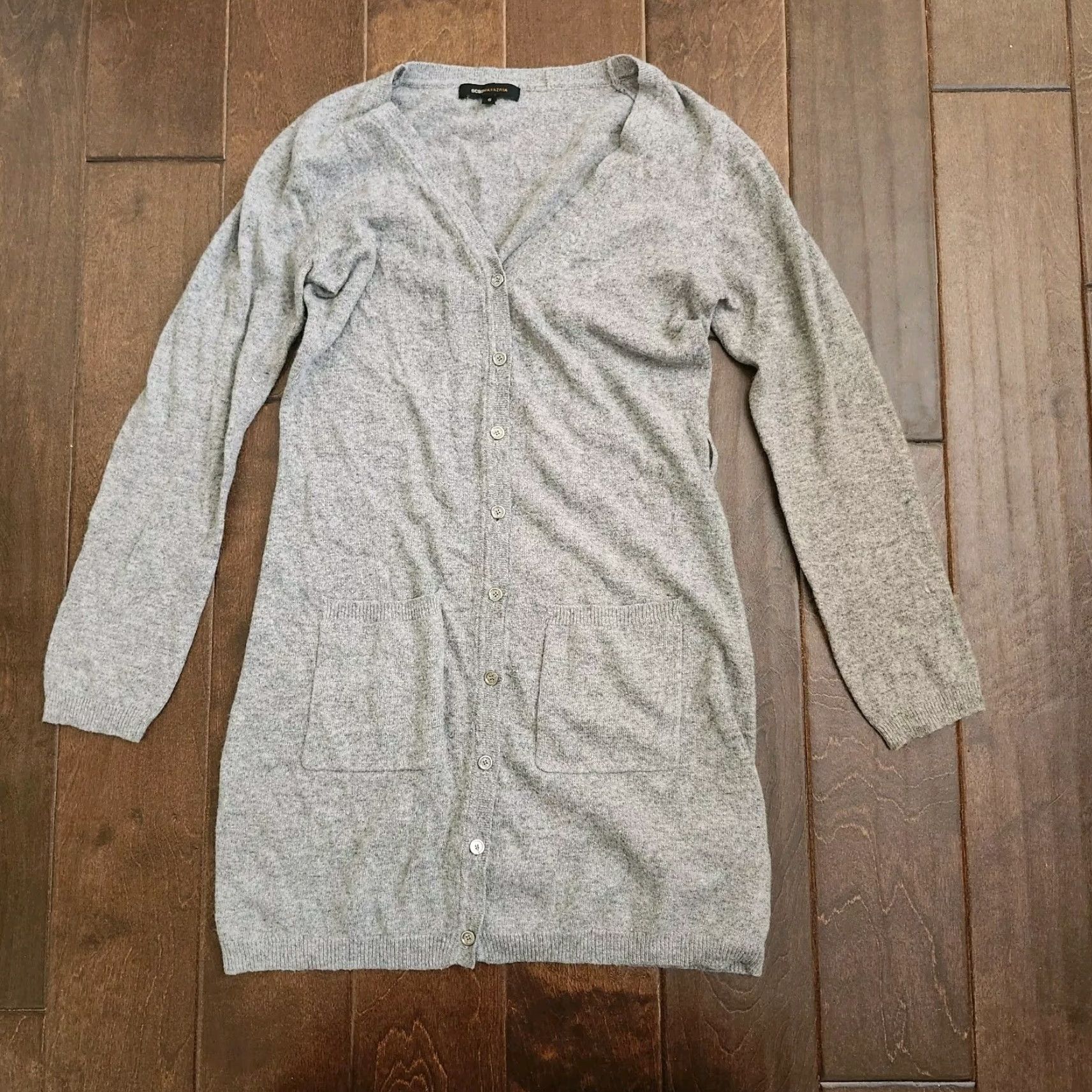 Bcbgmaxazria BCBGMAXAZRIA Cardigan Hoodie Sweater Womens Beige Long Sleeve S Pocket Logo All Seasons Modern Designer Classic Size S / US 4 / IT 40 - 2 Thumbnail