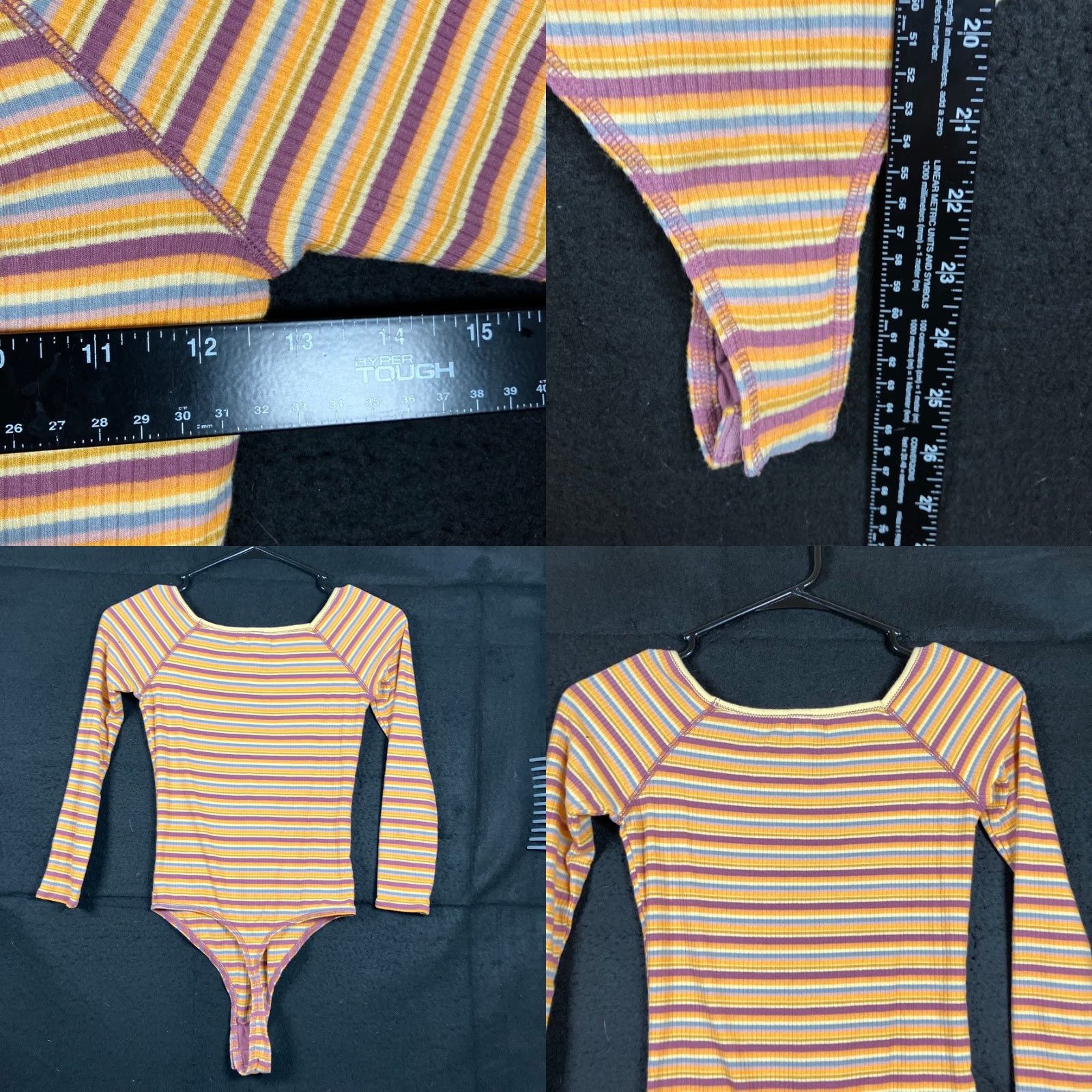 Free People Free People Bodysuit Yellow Striped One Piece Womens S XS Put a Stripe On It Thong Back Preppy casual normcore Cute Size S / US 4 / IT 40 - 8 Thumbnail
