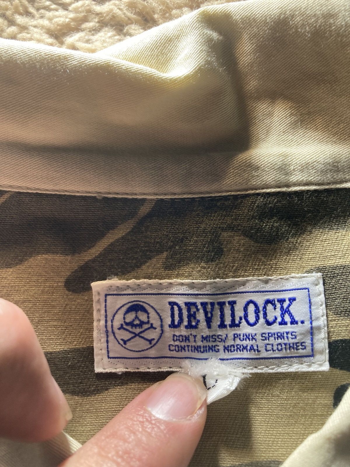Devilock 1998 Devilock Canvas Work Jacket 90s Tan Camo Logo Vent Size US L / EU 52-54 / 3 - 6 Thumbnail