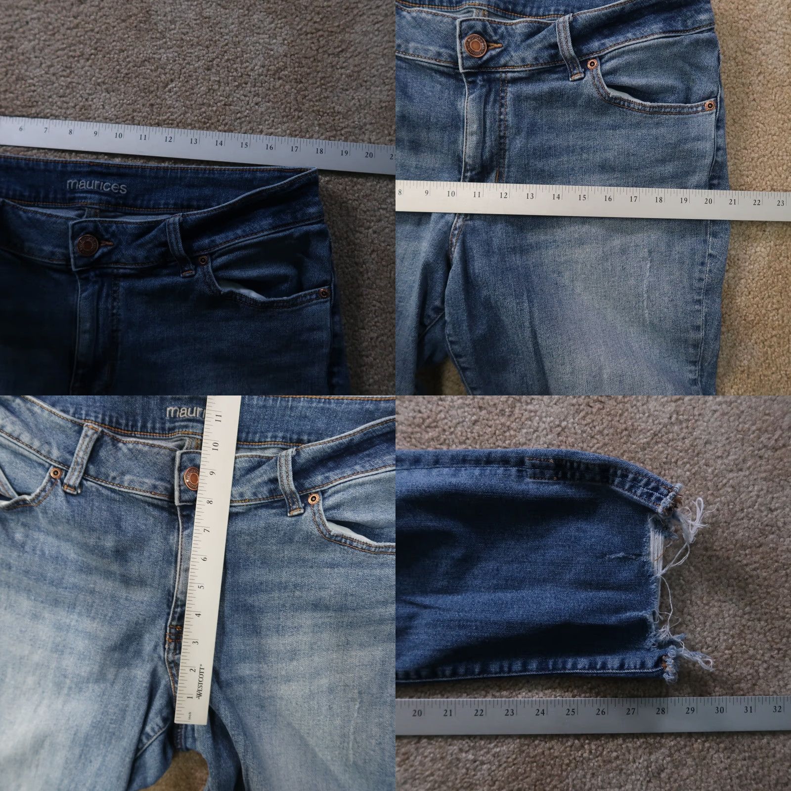 Vintage Maurices Jeans High Rise Boyfriend Women's 14W Blue Stretch Denim Button Fly 5-Pocket Design Regular Inseam 28 in . Size 36" / US 14 / IT 50 - 8 Thumbnail