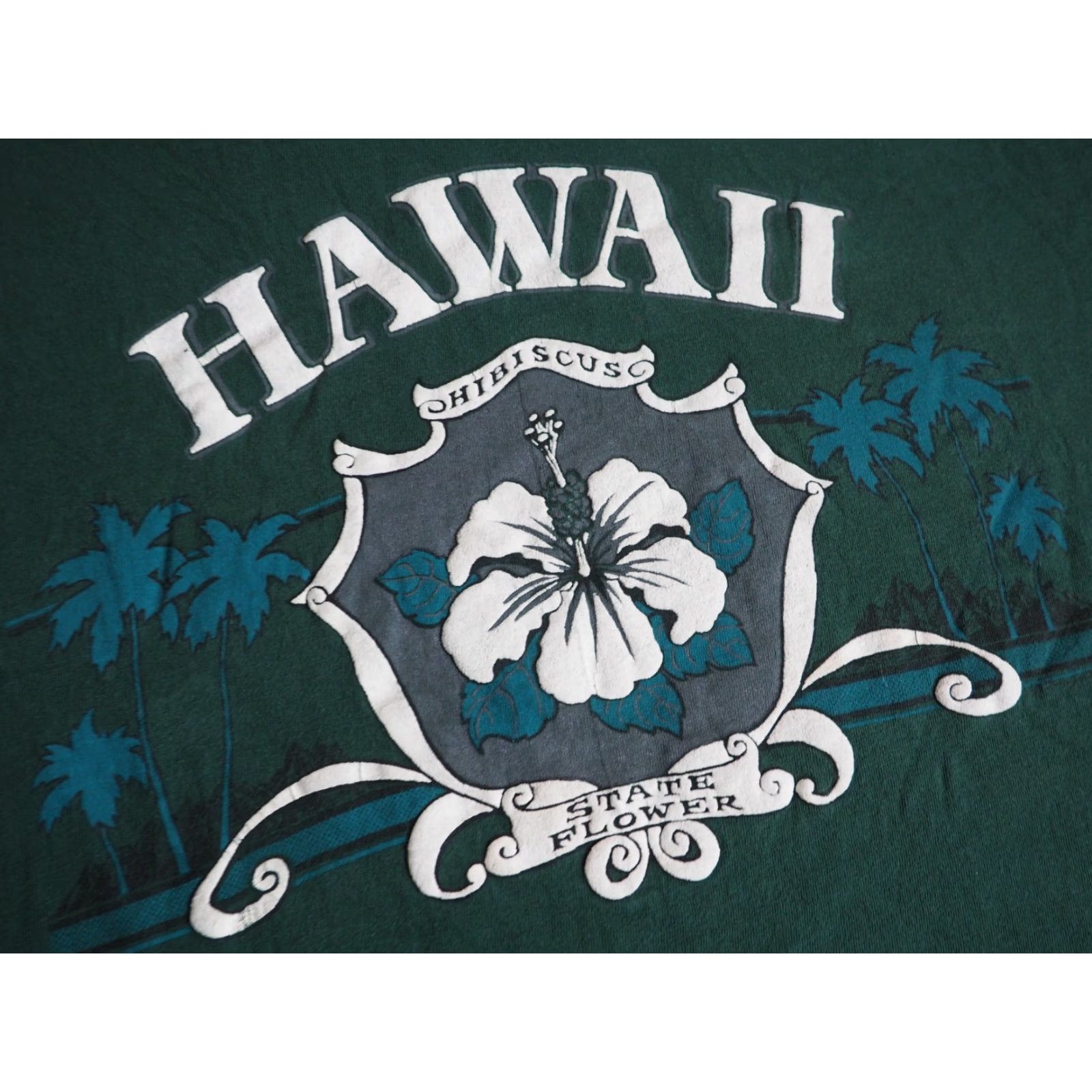 Vintage VTG Cotton King Hawaii Hibiscus Flower Green USA Art Tee T-Shirt Mens XL Size US XL / EU 56 / 4 - 4 Thumbnail