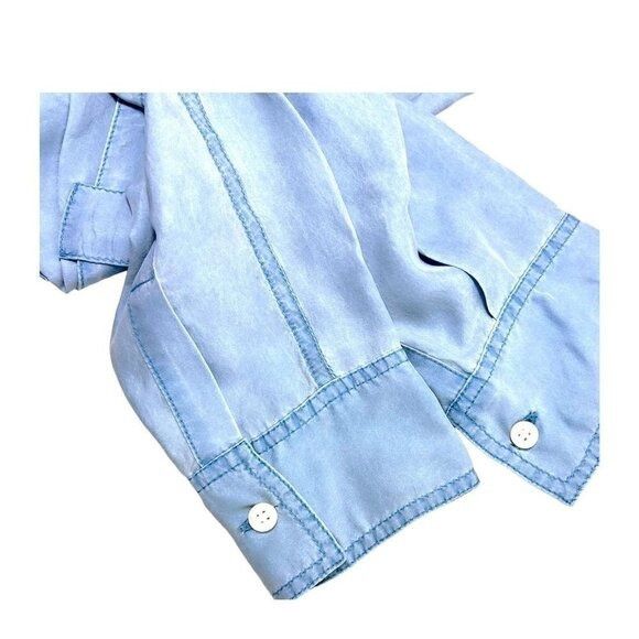 Stella McCartney Stella McCartney Womens Blue Silk Collared Long Sleeve Butto Size L / US 10 / IT 46 - 8 Thumbnail