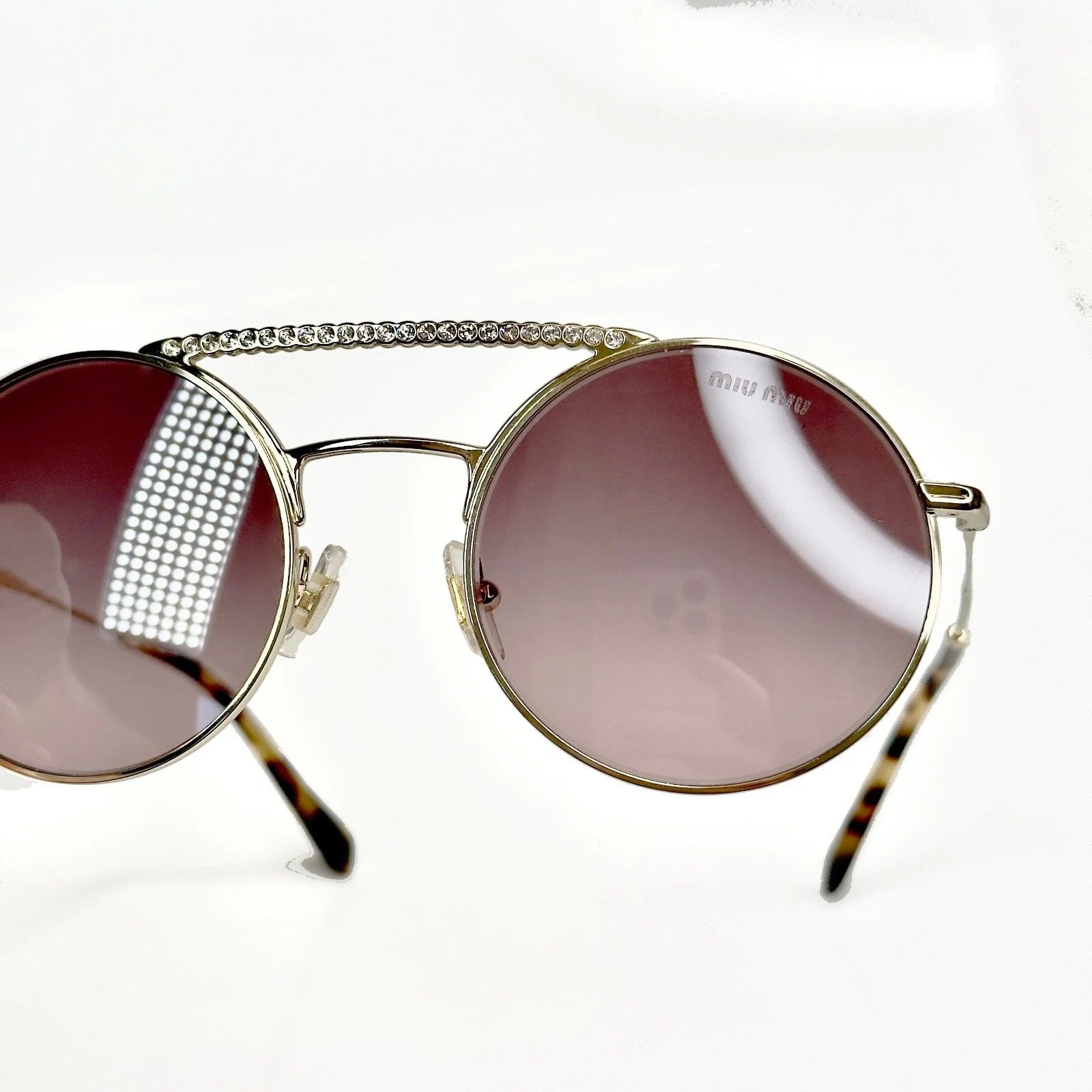 Miu Miu MIU MIU MU52VS SOCIETE CRYSTAL Strass Gold Pink Round 52V Size ONE SIZE - 4 Thumbnail